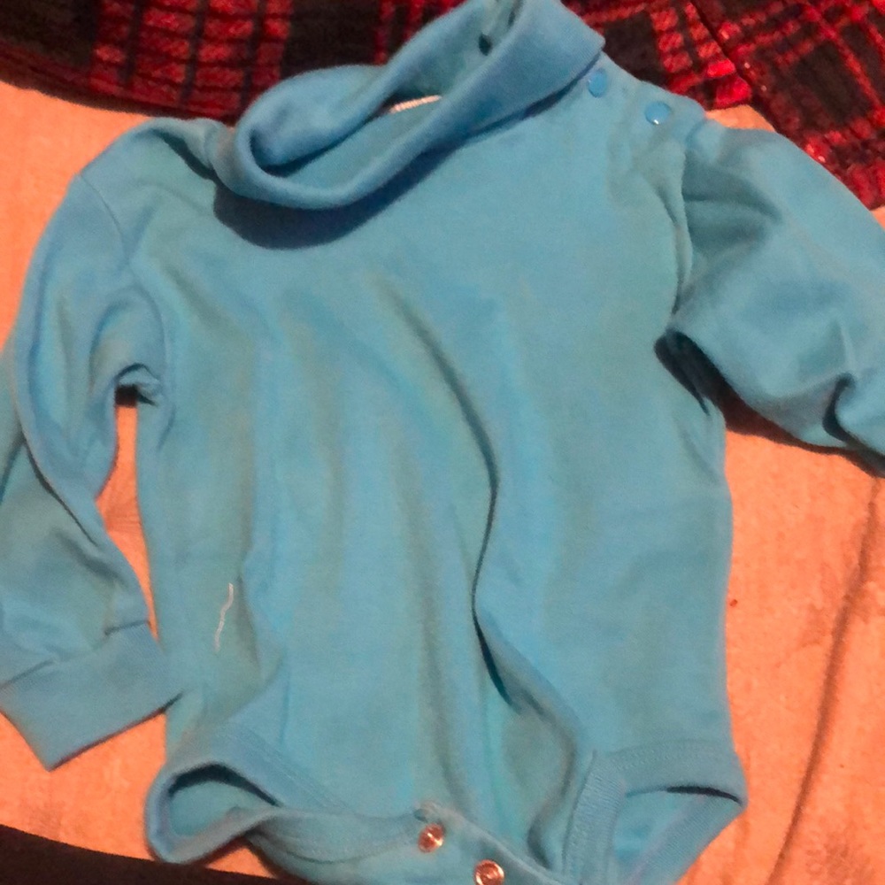 Long sleeve blue turtle neck onesie